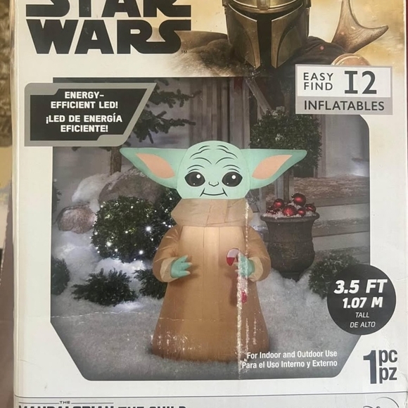 Star Wars Other - Star Wars Baby Yoda With Candy Cane Led Inflatable